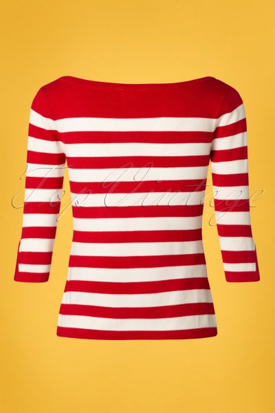 50s Sail Away Stripes Jumper in Red