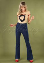 70s Legs Eleven Flared Trousers in Denim