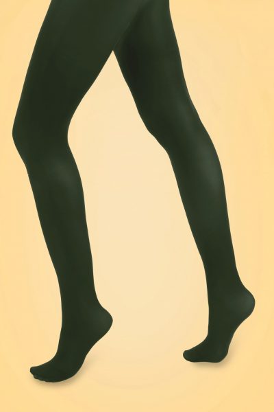 60s Opaque Tights in Forest Green