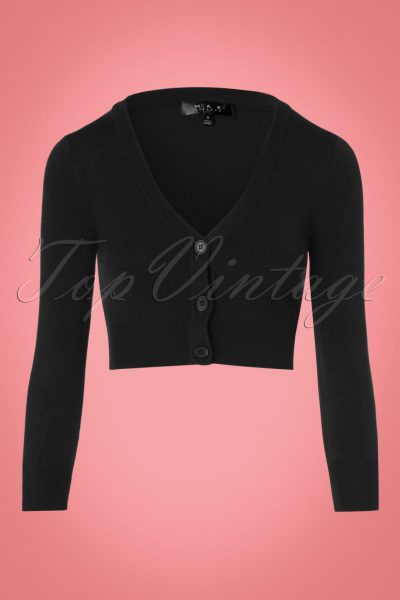 50s Shela Cropped Cardigan in Black