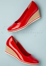 60s Rita Patent Wedges in Lipstick Red