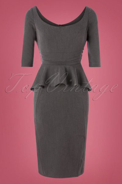 Ava Collaboration ~ 50s Ava Pencil Dress in Grey