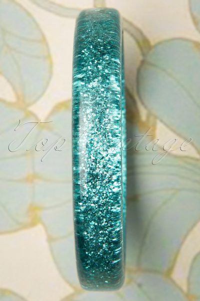 TopVintage Exclusive ~ 20s Fedora Midi Glitter Bangle in Teal