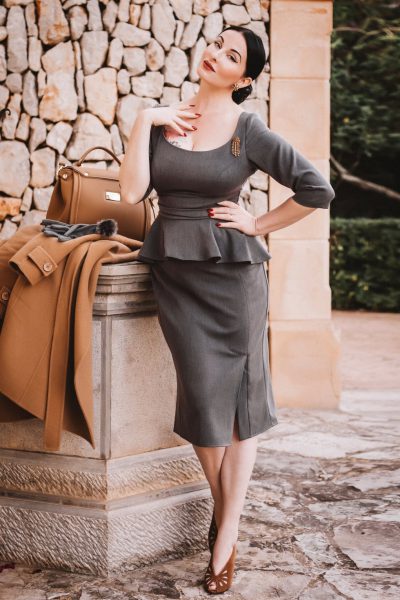 Ava Collaboration ~ 50s Ava Pencil Dress in Grey