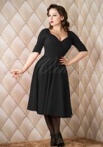 50s Trixie Doll Swing Dress in Black