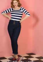 50s Rebel Kate High Waist Denim Pants in Blue