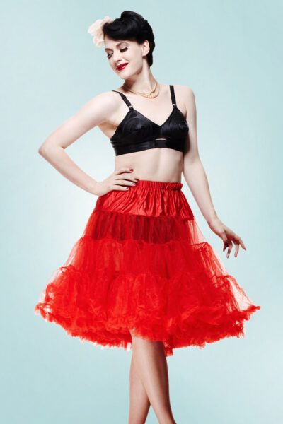 50s Retro Chiffon Petticoat in Red