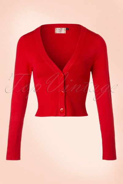 50s Lets Go Dancing Cardigan in Lipstick Red