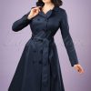 40s Korrina Swing Trench Coat in Navy
