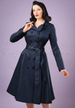 40s Korrina Swing Trench Coat in Navy