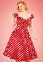 50s Dolores Doll dress Red White polka swing dress