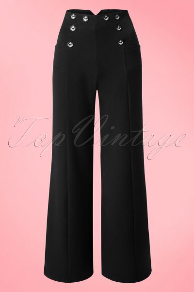 40s Stay Awhile Trousers in Black