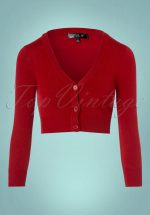 50s Shela Cropped Cardigan in Lipstick Red