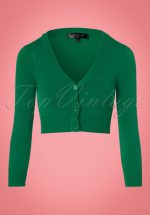 50s Shela Cropped Cardigan in Emerald Green