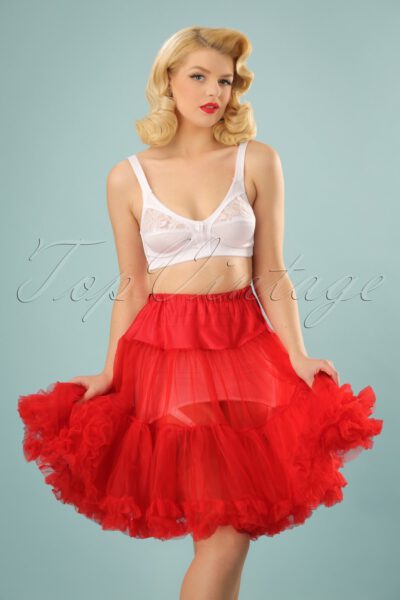 50s Retro Short Petticoat Chiffon in Red