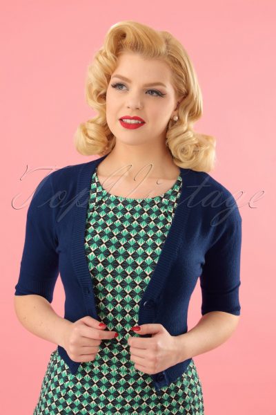 50s Overload Cardigan in Night Blue