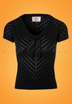 50s Patricia Pointelle Top in Black