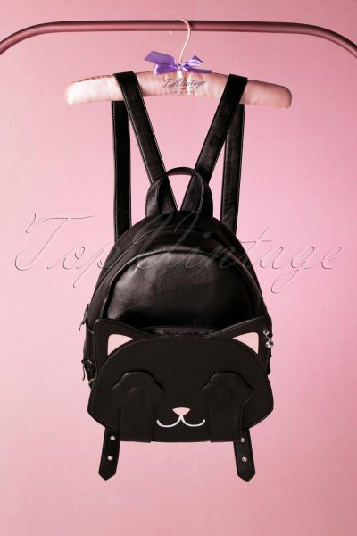 50s A Cat With Tricks Backpack in Black