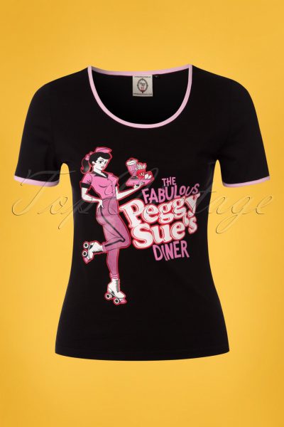 50s Fabulous Peggy Sue's Diner T-Shirt in Black
