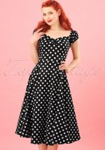 50s Dolores Doll dress Black White polka swing dress