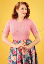 50s Debbie Short Sleeve Sweater in Pastel Pink