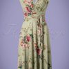 50s Jane Floral Midi Dress in Vintage Green