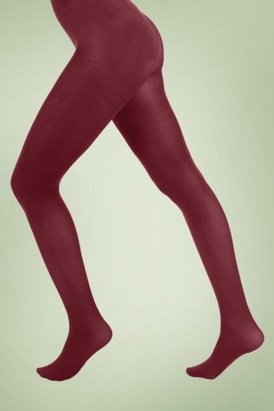 60s Opaque Tights in Burgundy