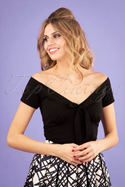 50s Bow Wow Top in Black