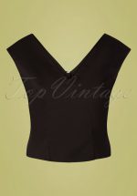 50s Tropical Day Top in Black