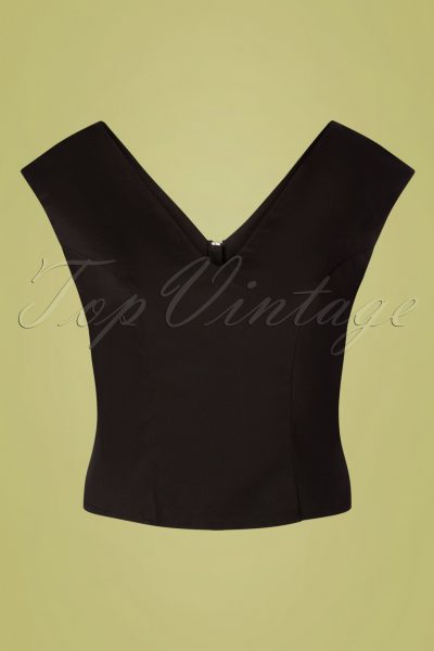 50s Tropical Day Top in Black