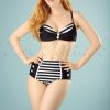50s Joelle Stripes Bikini Top in Black and White