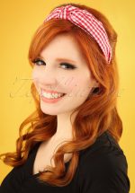 50s Gingham Head Band in Red and White