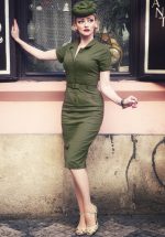 50s Caterina Pencil Dress in Olive Green