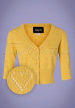 50s Evie Heart Cardigan in Yellow