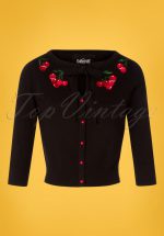 50s Charlene Cherries Cardigan in Black