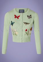 50s Abigail Butterfly Cardigan in Mint Green