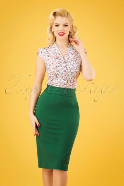 50s Classic Pencil Skirt in Emerald Green