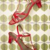 50s Patent Strappy Sandals in Chili Red