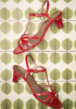 50s Patent Strappy Sandals in Chili Red