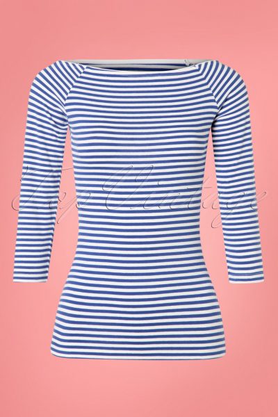 50s Frou Frou Striped T-Shirt in Navy and White