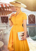 50s Caterina Swing Dress in Mustard Yellow