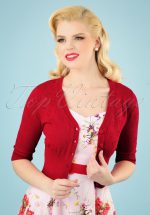 50s Evie Heart Cardigan in Red