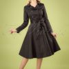 40s Korrina Swing Trench Coat in Black