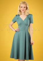 40s Vivienne Hollywood Circle Dress in Soft Blue