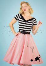 50s Kitty Cat Swing Skirt in Light Pink