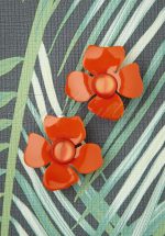 60s Marigold Flower Earrings in Orange