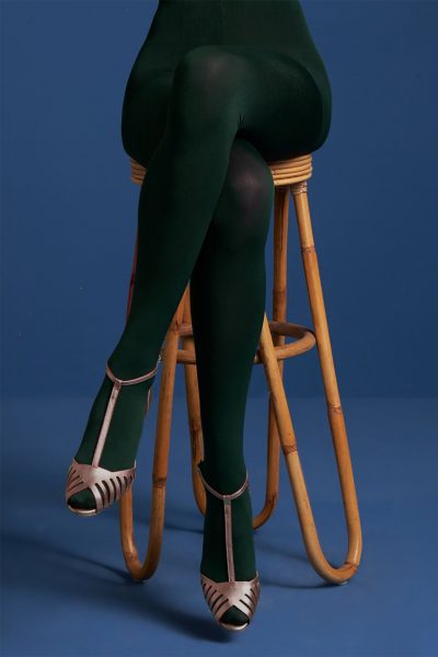 60s Solid Tights in Pine Green