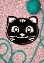 60s Cat Face Brooch in Black