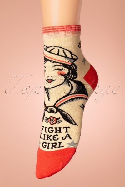 50s Fight Like A Girl Ankle Socks