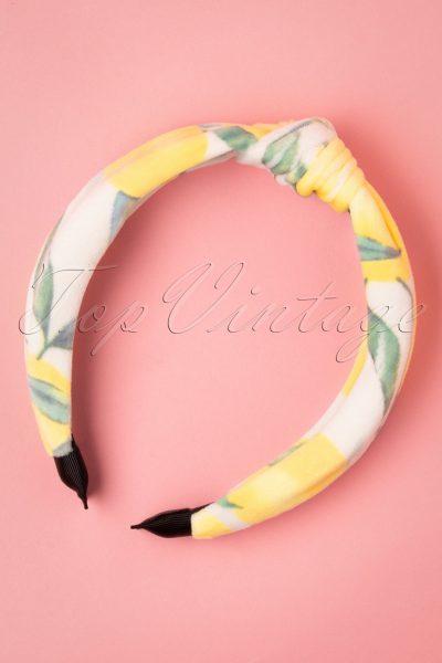 50s Lemon Hair Band in White and Yellow